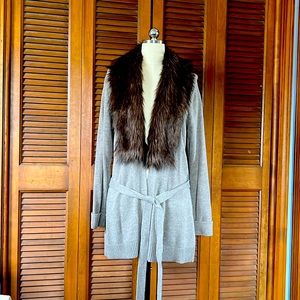 Ann Taylor XL Cardigan with faux fur